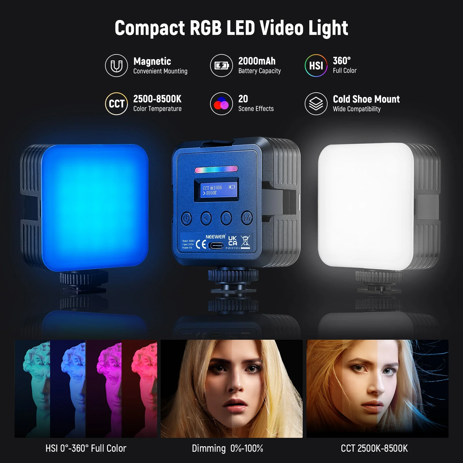 NEEWER PA048 Phone Vlogging Kit with RGB Light/Wireless Mic/Selfie Stick - Image 4