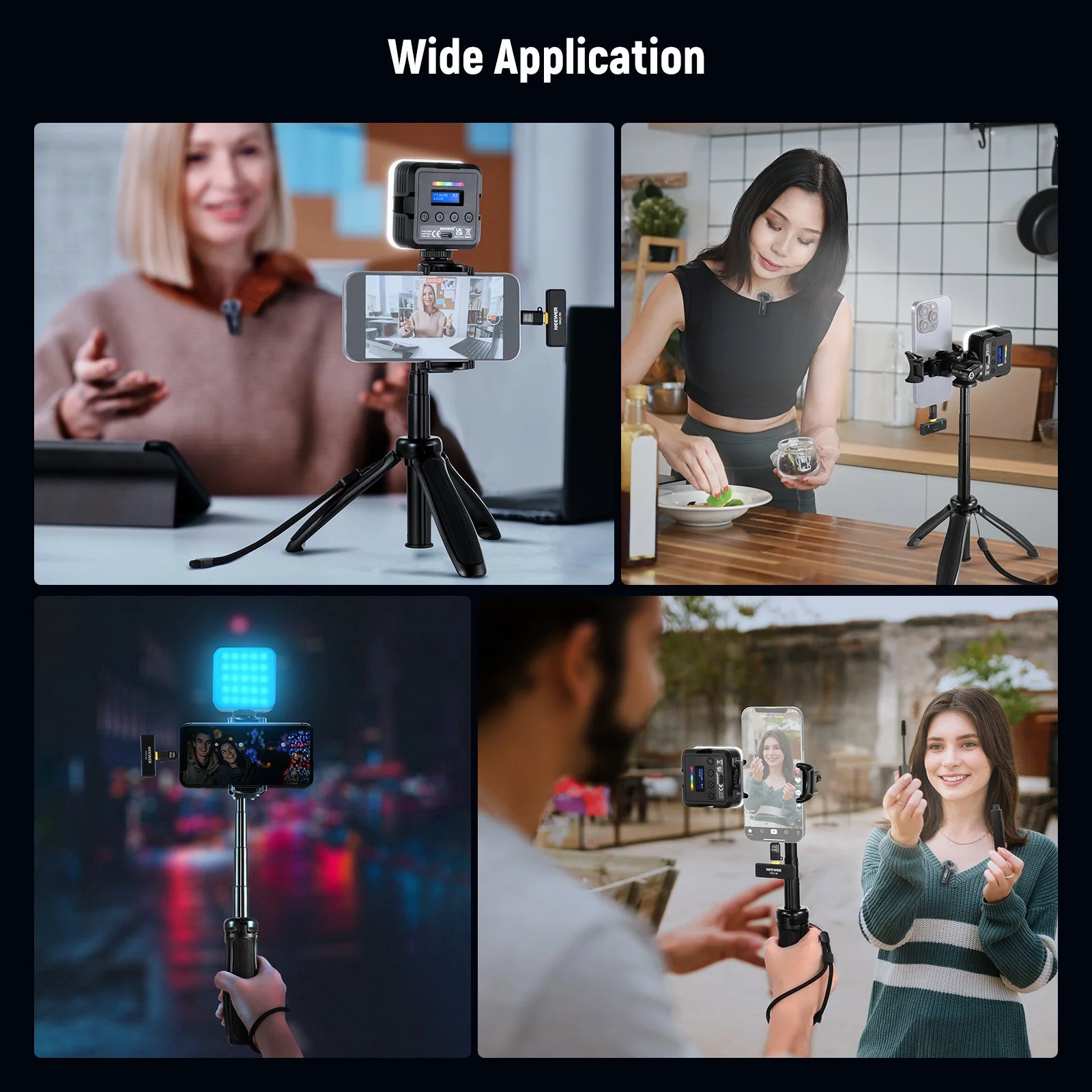 NEEWER PA048 Phone Vlogging Kit with RGB Light/Wireless Mic/Selfie Stick - Image 6