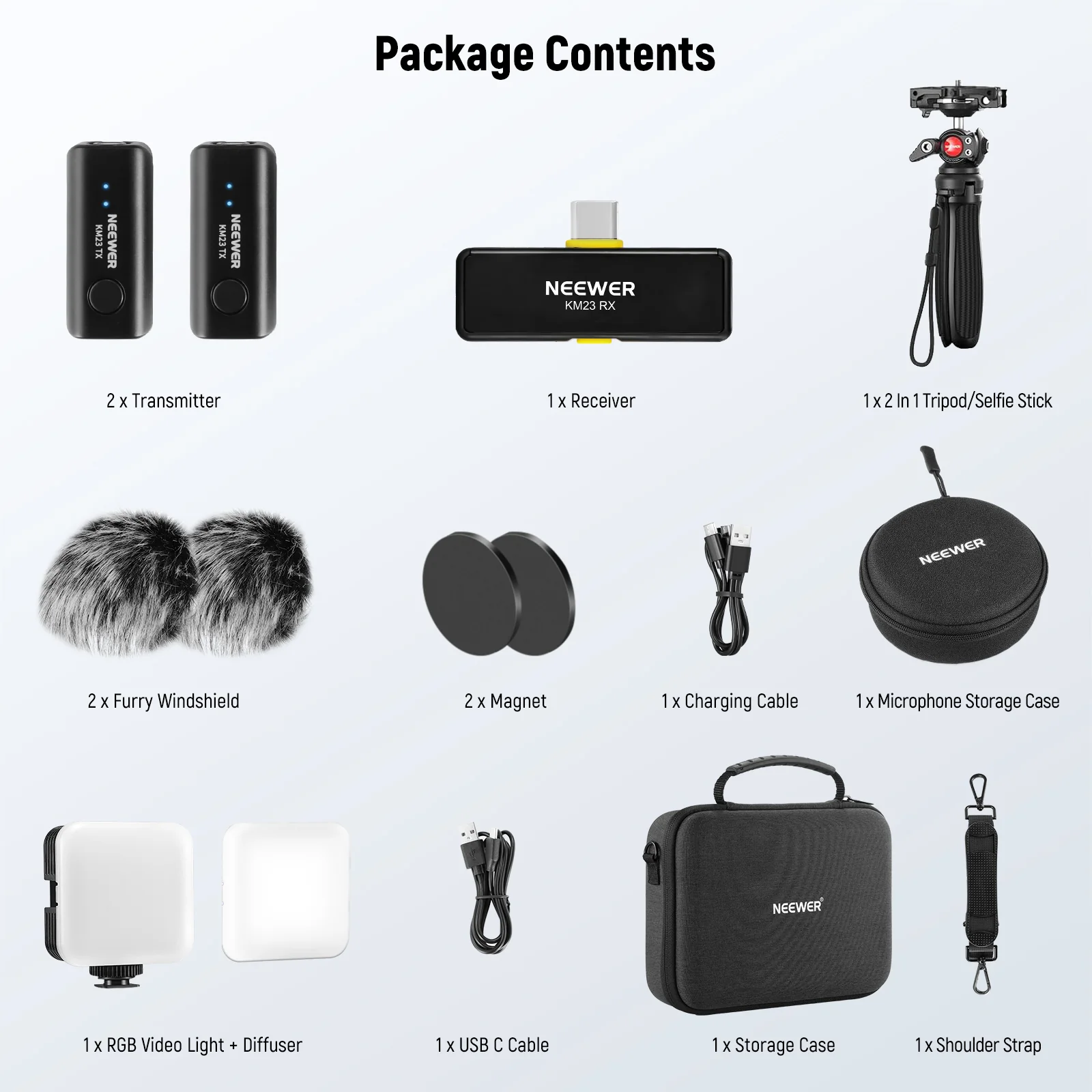 NEEWER PA048 Phone Vlogging Kit with RGB Light/Wireless Mic/Selfie Stick - Image 8