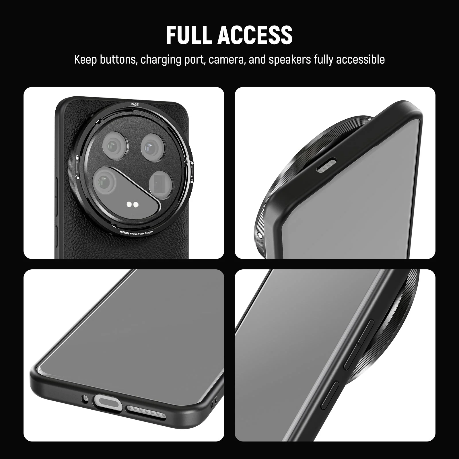 NEEWER PA051 Black Case for Xiaomi 14 Ultra with 17mm/67mm Adapters - Image 7