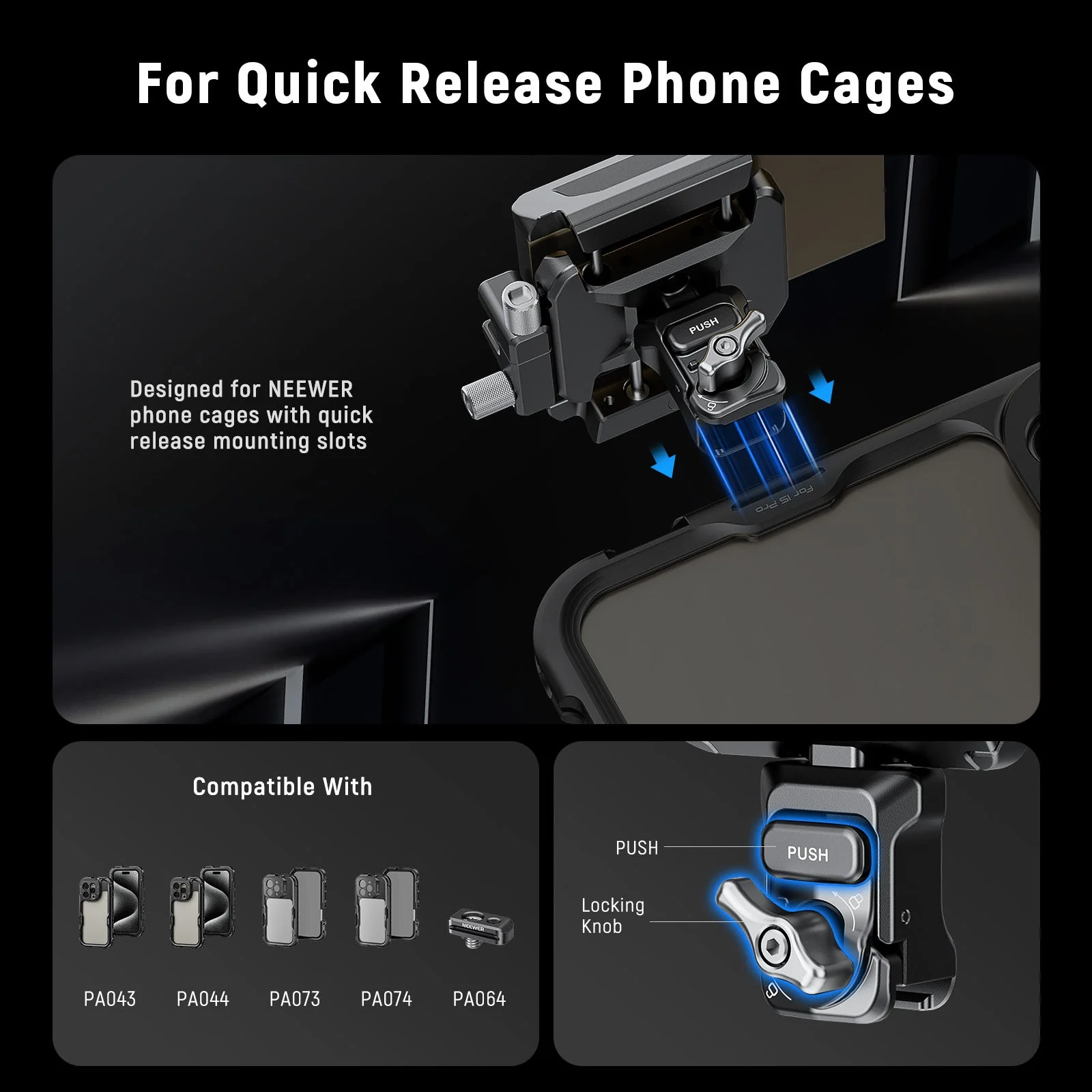 NEEWER PA065 40-65mm Quick Release SSD Holder for Phone Cage - Image 3