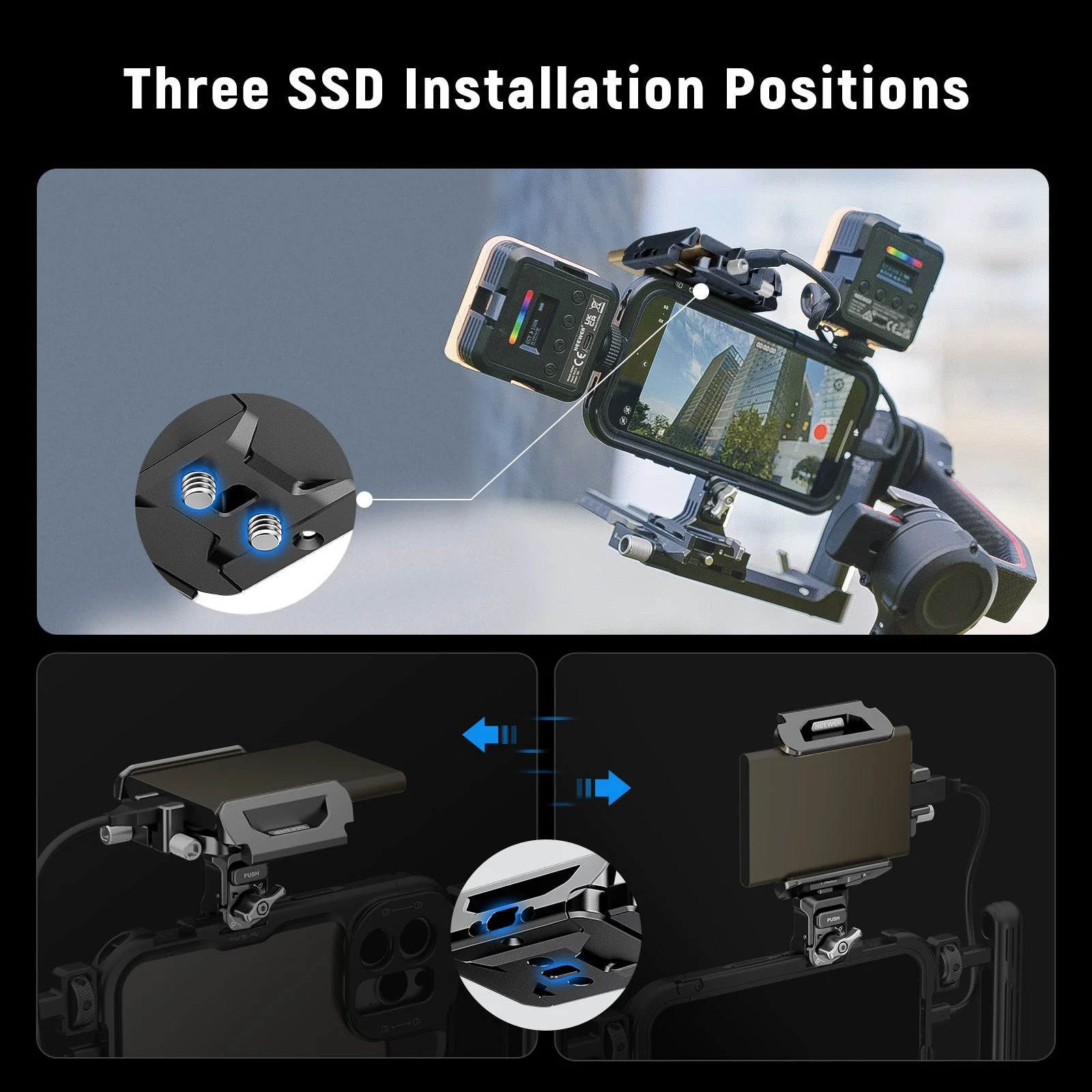 NEEWER PA065 40-65mm Quick Release SSD Holder for Phone Cage - Image 5