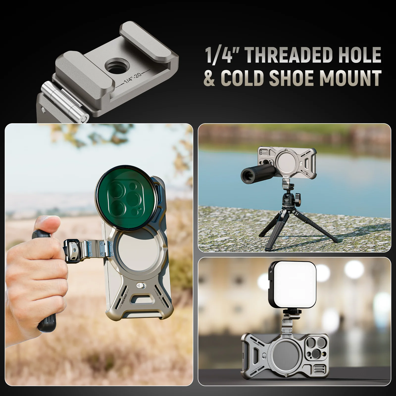 NEEWER PA067/PA068 LiteArmor Metal Frame Video Rig for iPhone 15 Pro/Pro Max - Image 6