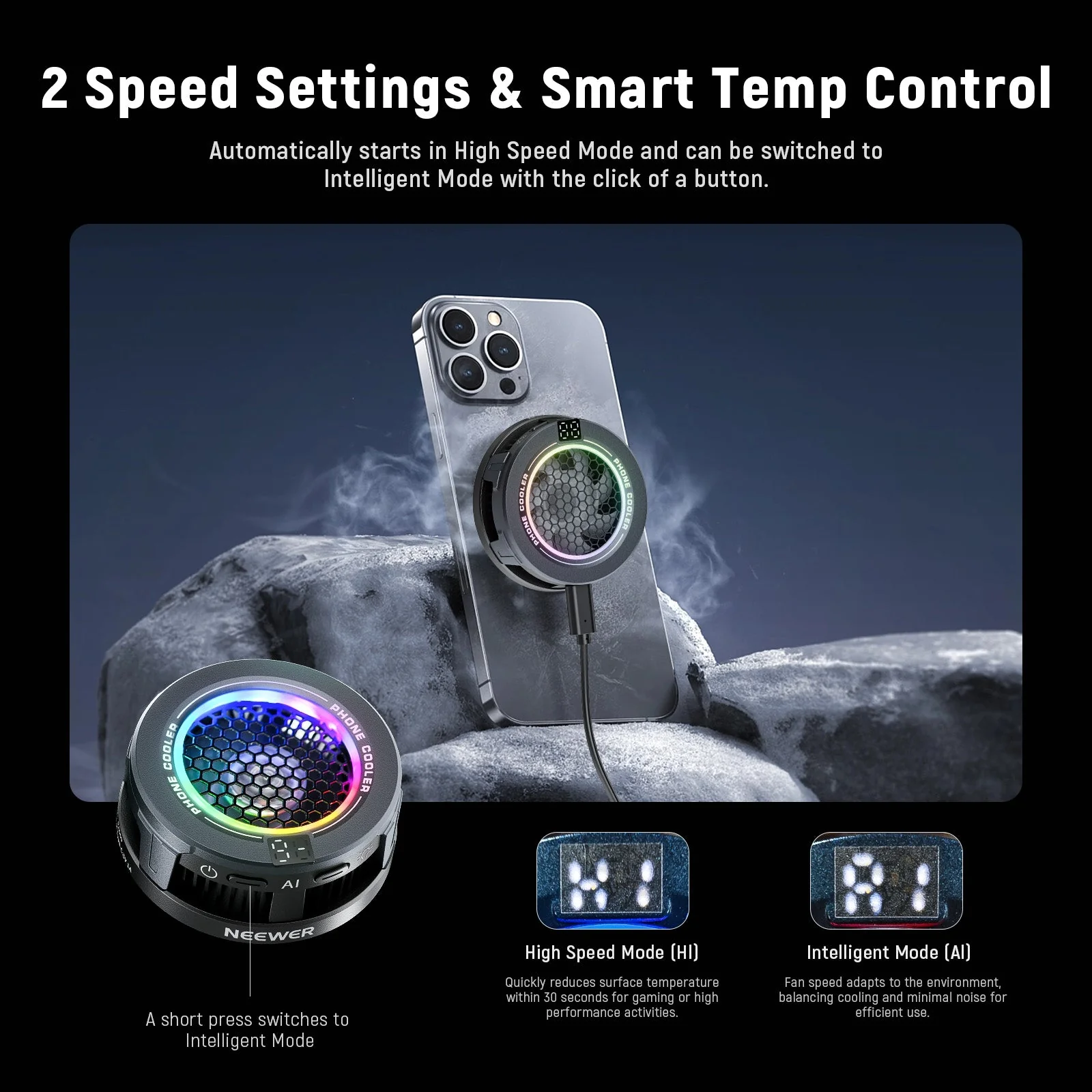 NEEWER BASICS PA069 Magnetic Phone Cooler Fan - Image 4