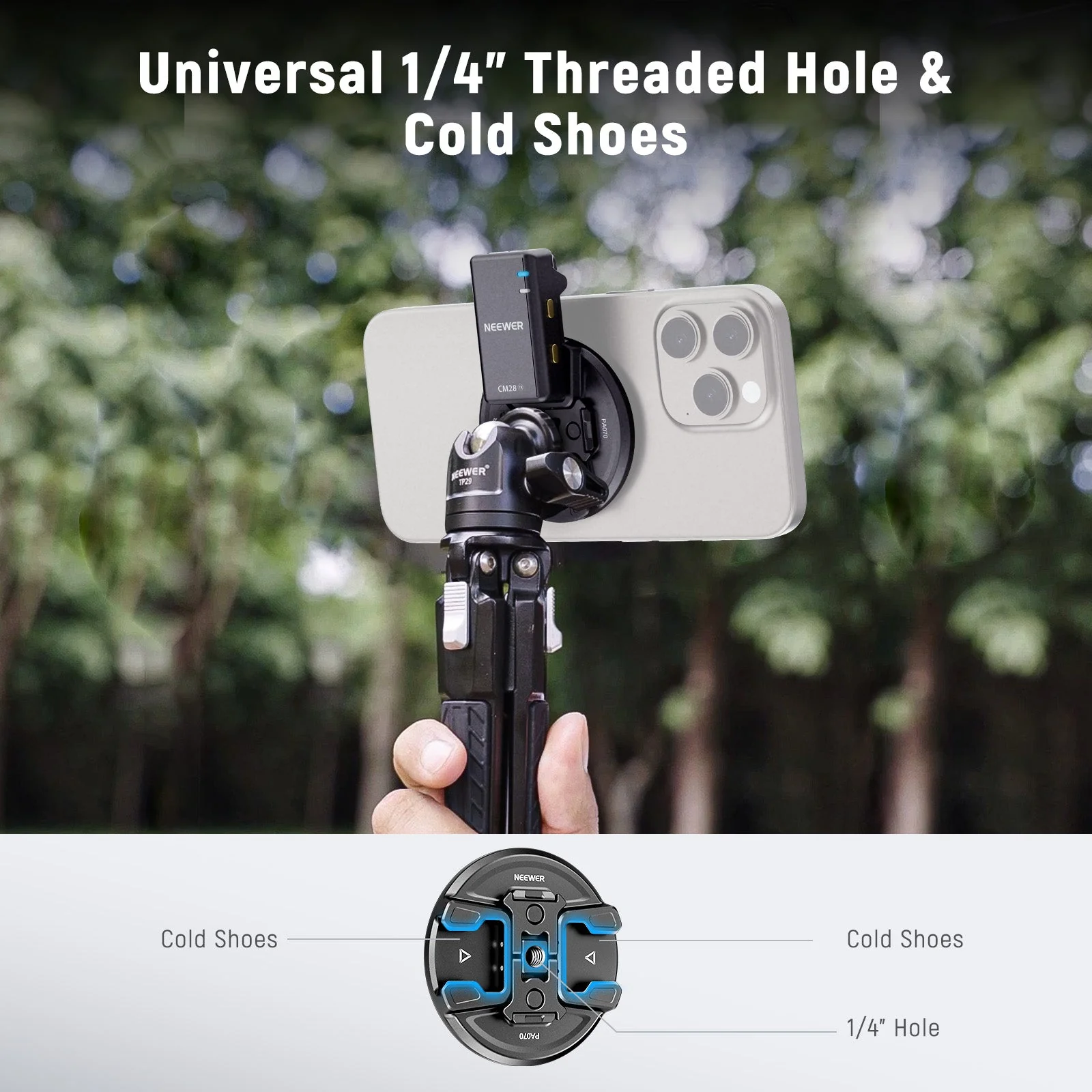 NEEWER PA070 Magnetic Phone Tripod Mount for MagSafe iPhone - Image 6
