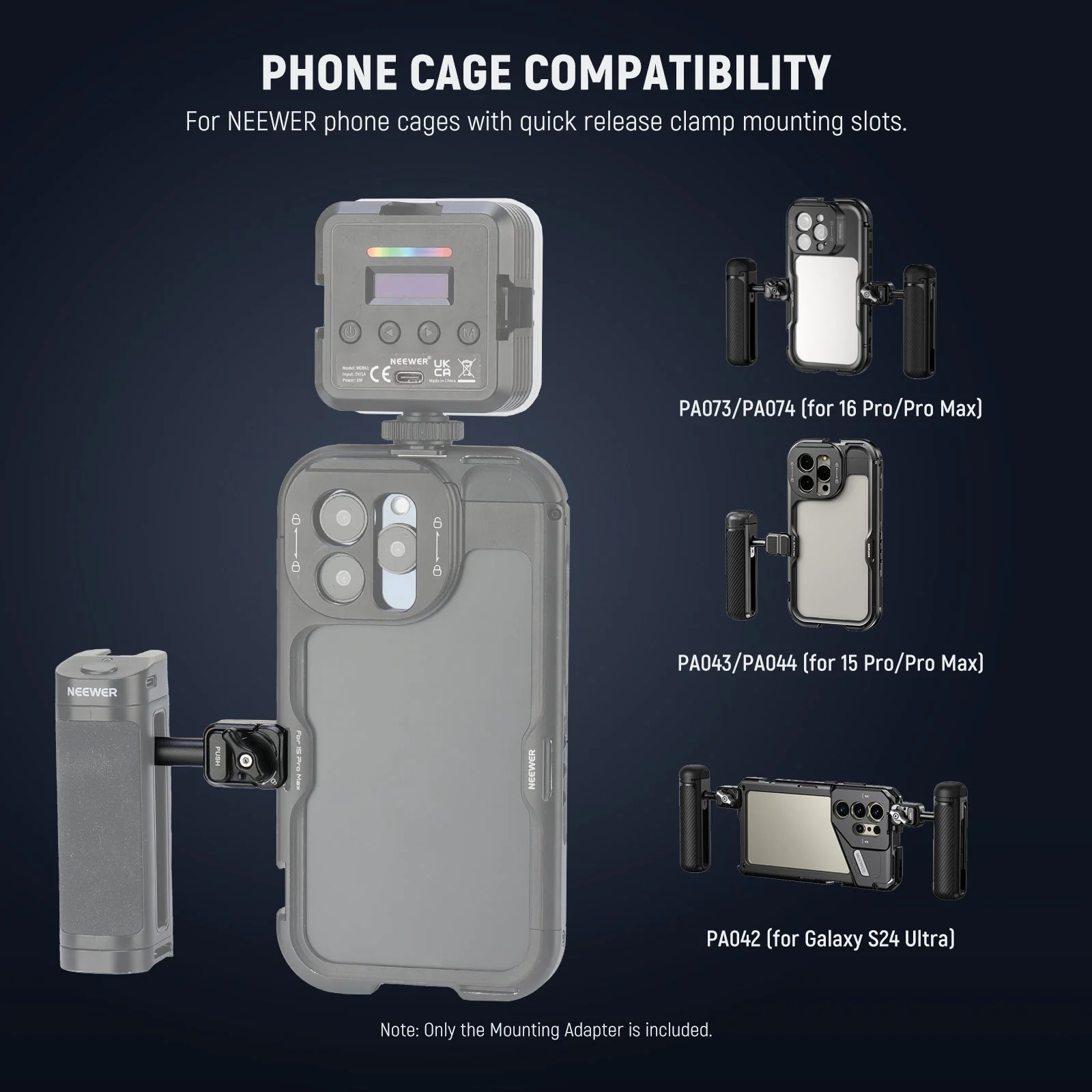 NEEWER PA071 Quick Release Side Handle Mounting Adapter for Phone Cage - Image 3