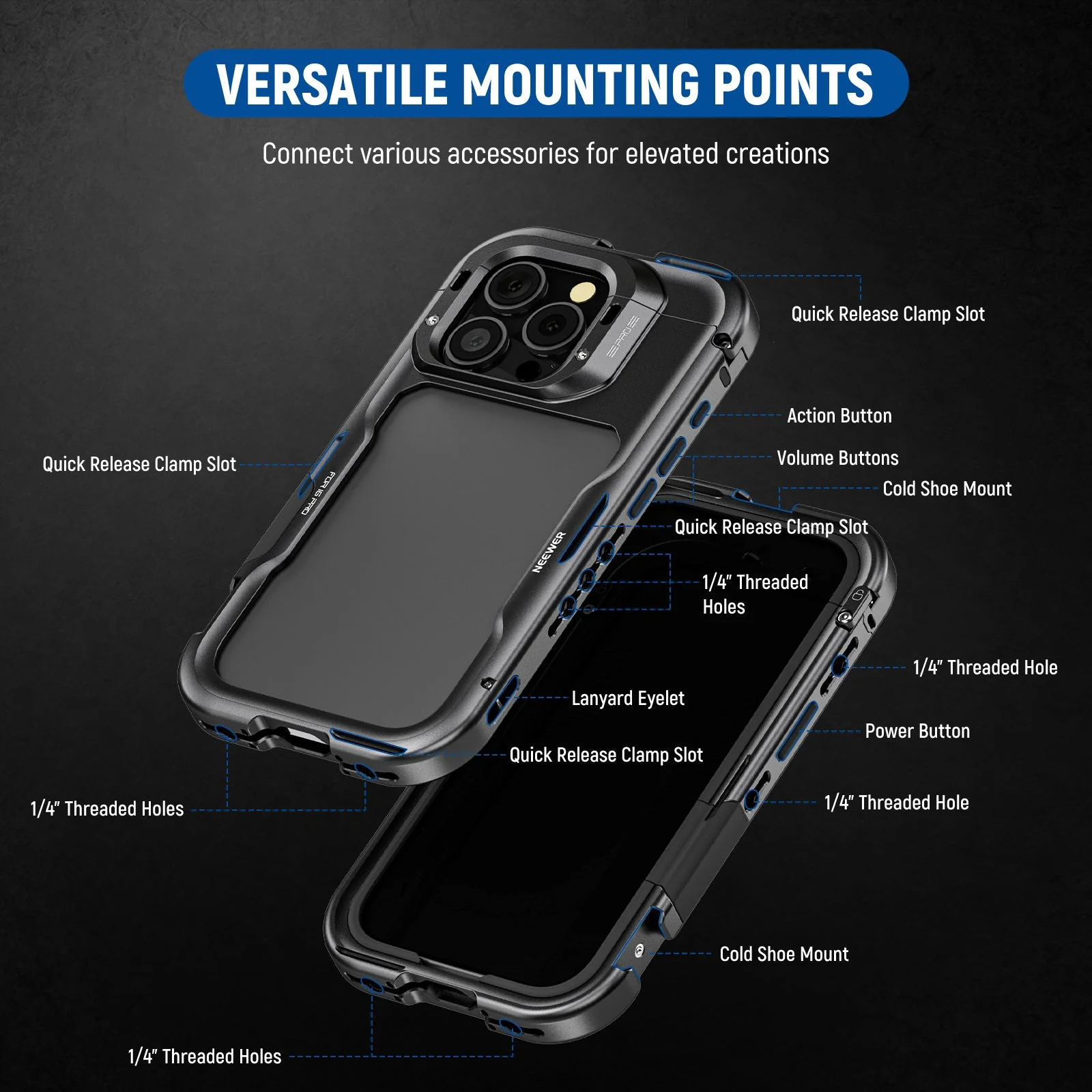 NEEWER PA073/PA074 Phone Cage Compatible with iPhone 16 Pro/Pro Max - Image 6