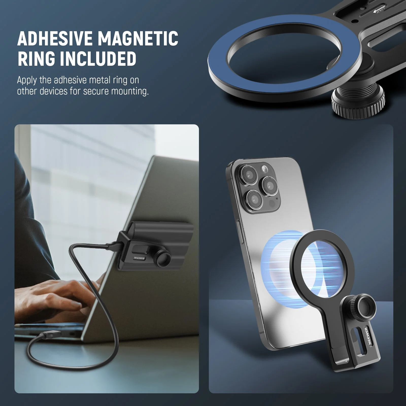 NEEWER PA085 SSD Holder with Detachable Cold Shoe For MagSafe - Image 4