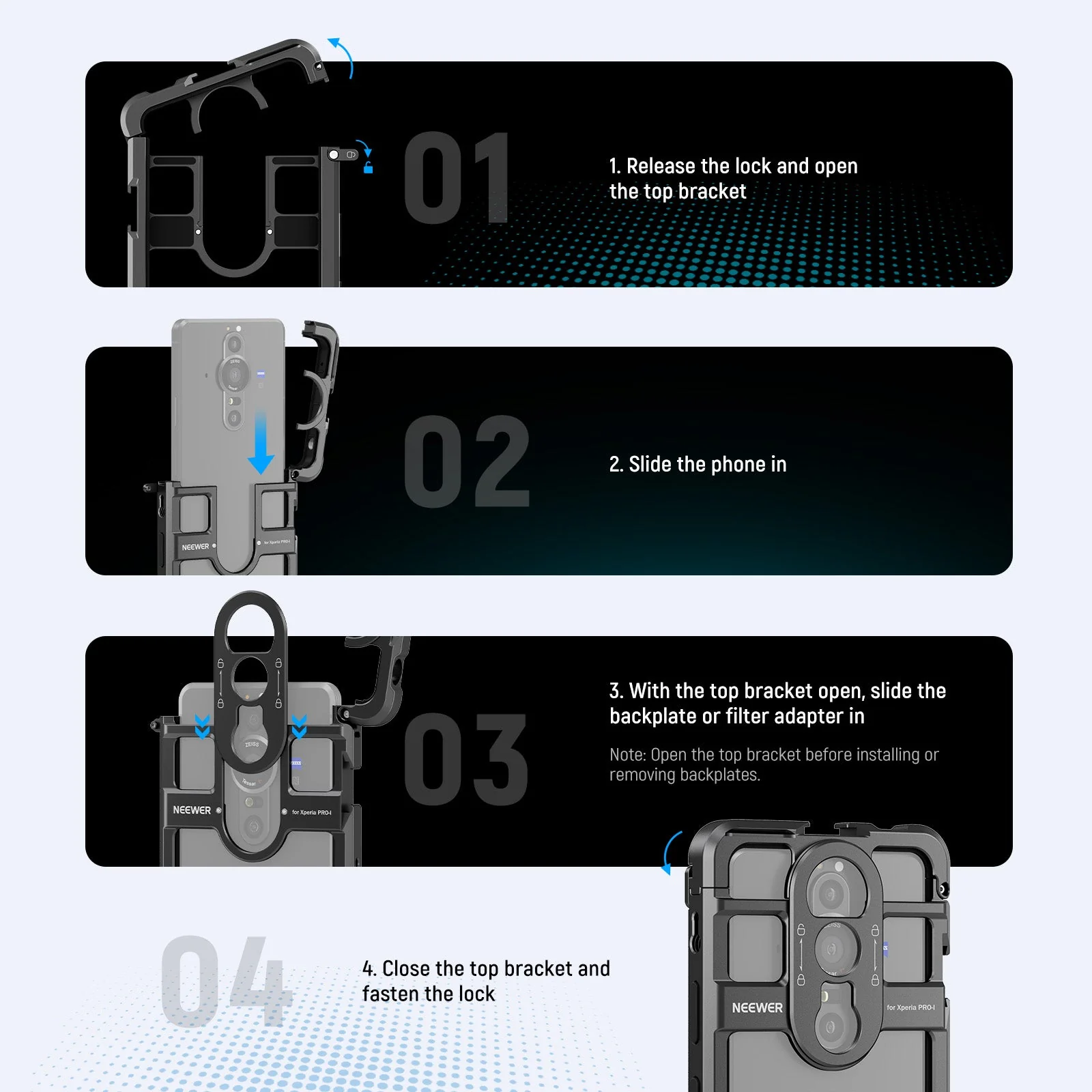 NEEWER PA086/PA087 Phone Cage Compatible with Sony Xperia PRO-I / Xperia 1 V - Image 2