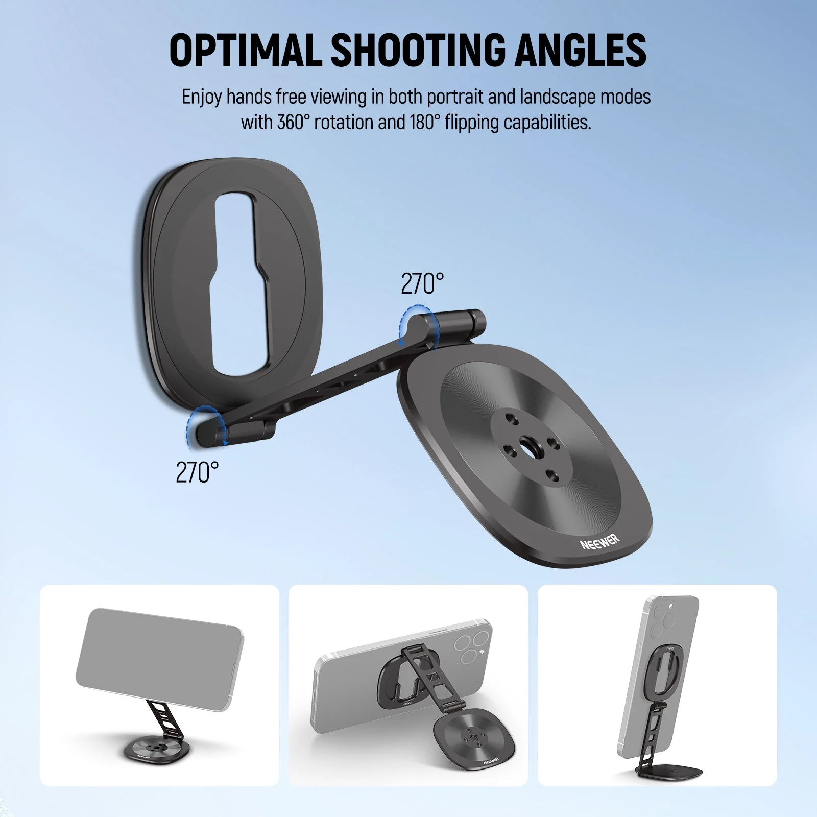 NEEWER PA095 Foldable Dual Magnetic Phone Holder - Image 3