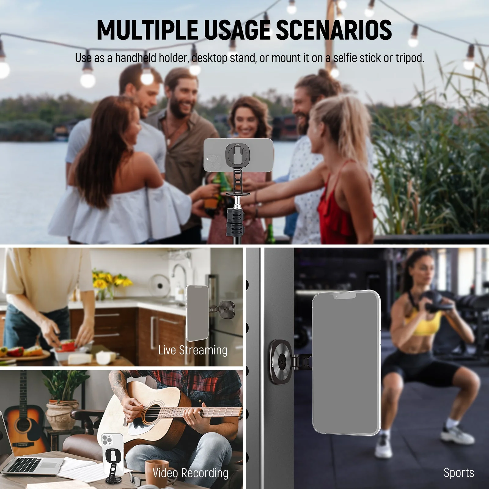 NEEWER PA095 Foldable Dual Magnetic Phone Holder - Image 6