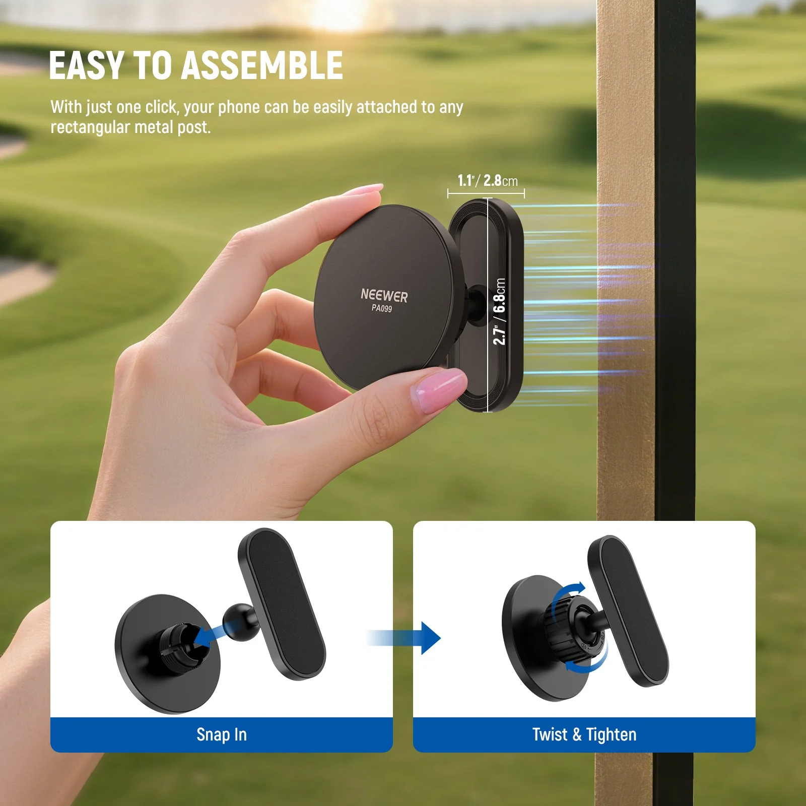 NEEWER PA099 Magnetic Golf Cart Phone Holder Mount - Image 5