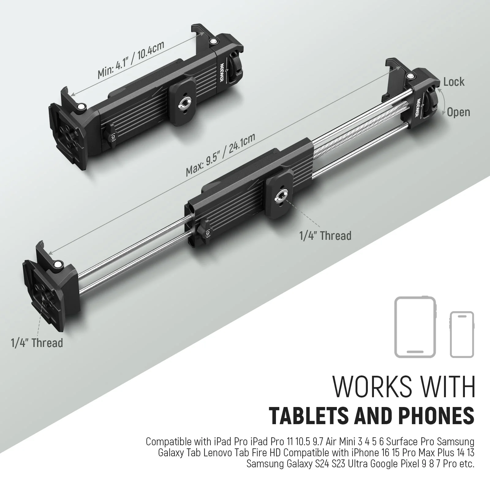 NEEWER PA100 4.1"-9.5" Adjustable Tablet Holder - Image 3