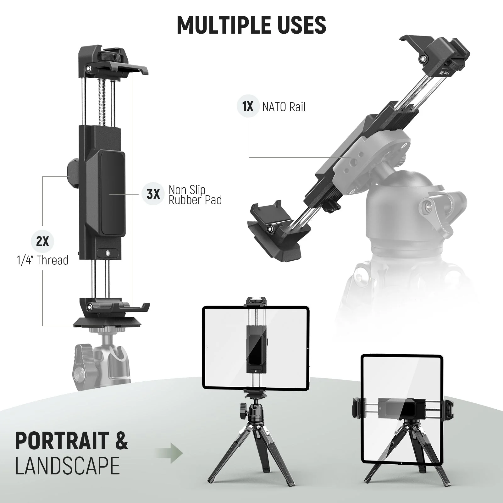 NEEWER PA100 4.1"-9.5" Adjustable Tablet Holder - Image 6