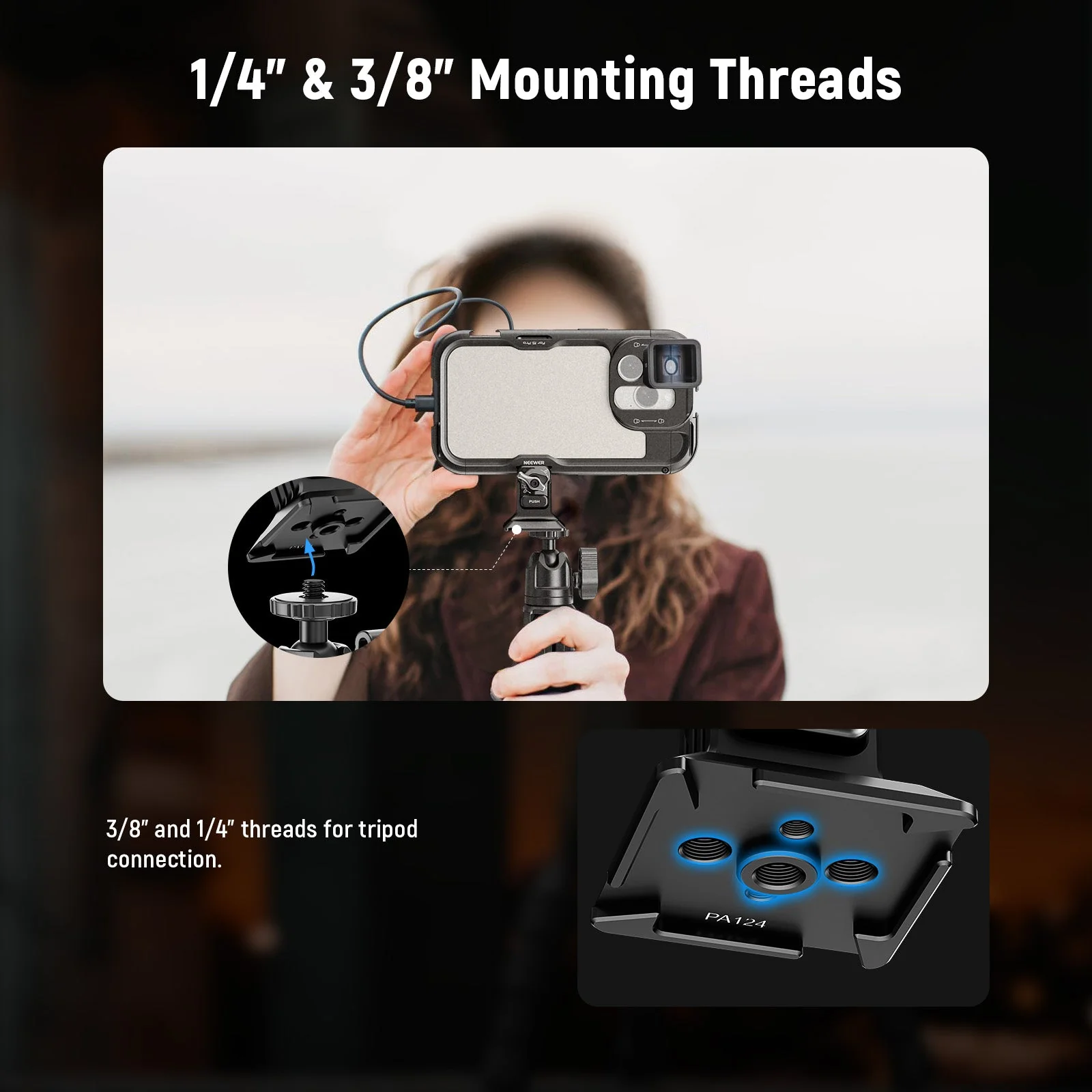 NEEWER PA124 Quick Release Phone Tripod Mount with Arca Type Base - Image 6