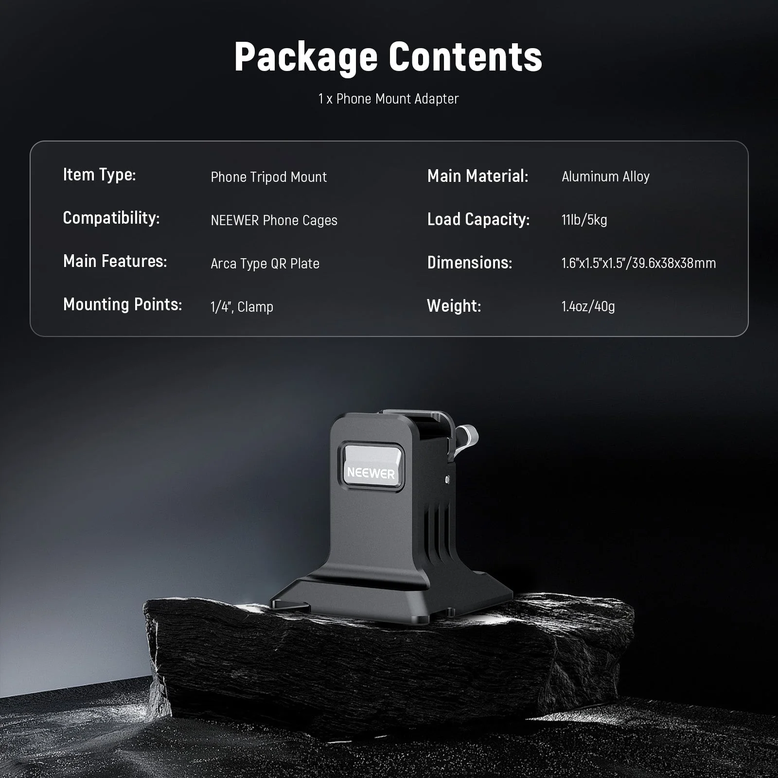 NEEWER PA124 Quick Release Phone Tripod Mount with Arca Type Base - Image 9