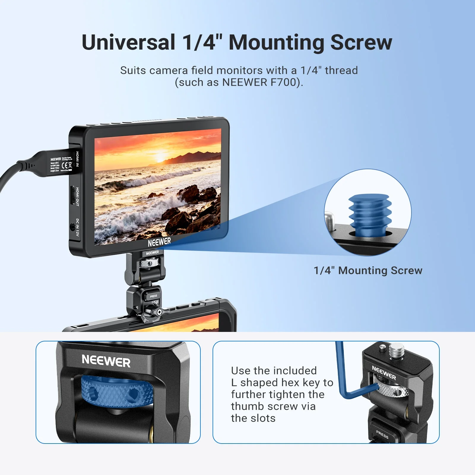 NEEWER PA127 Quick Release Monitor Mount for Phone Cage - Image 3