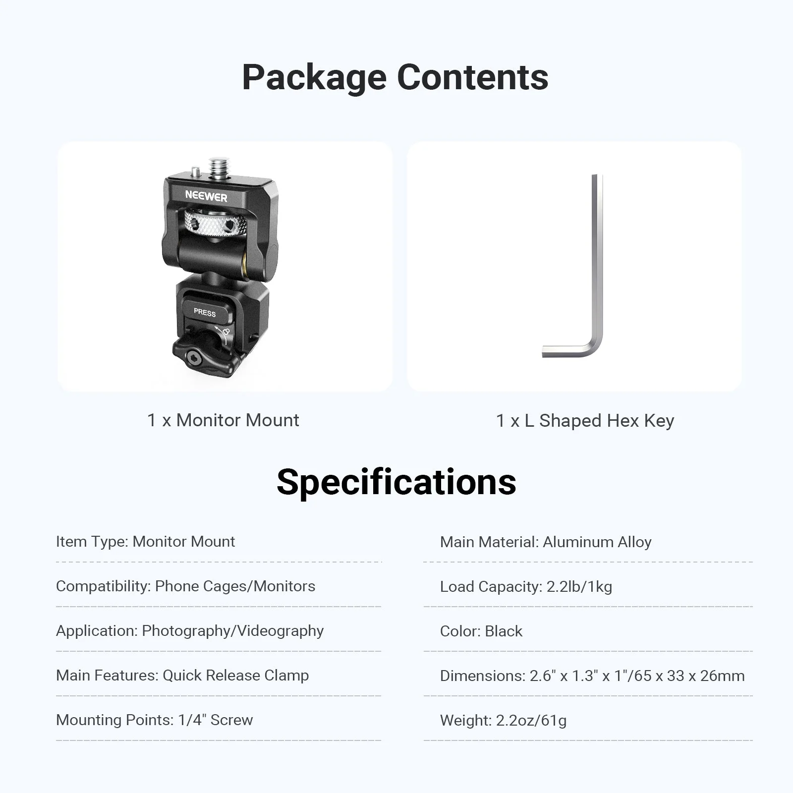 NEEWER PA127 Quick Release Monitor Mount for Phone Cage - Image 8