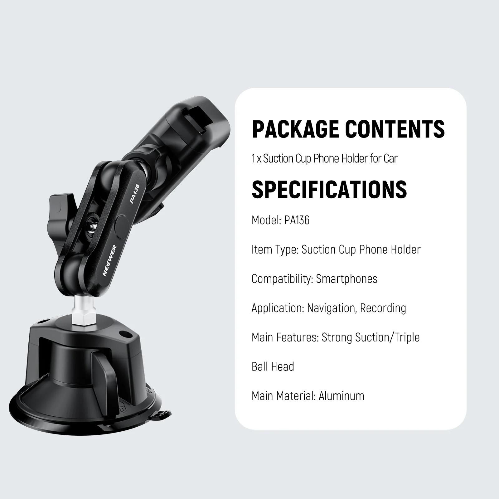 NEEWER PA136/PA137 Suction Cup Car Phone Holder - Image 8