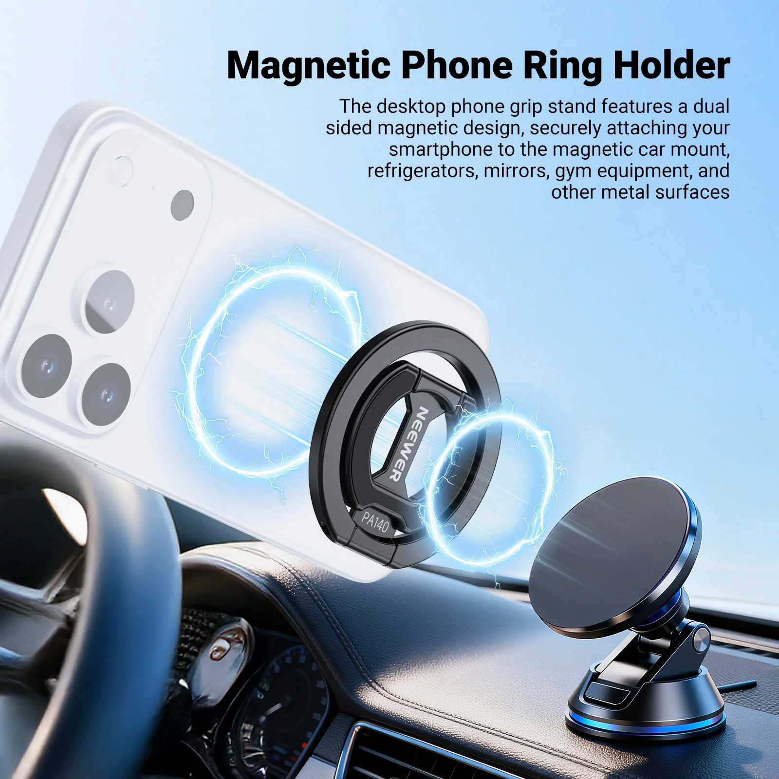 NEEWER PA140 Dual Side Magnetic Phone Ring Holder - Image 2