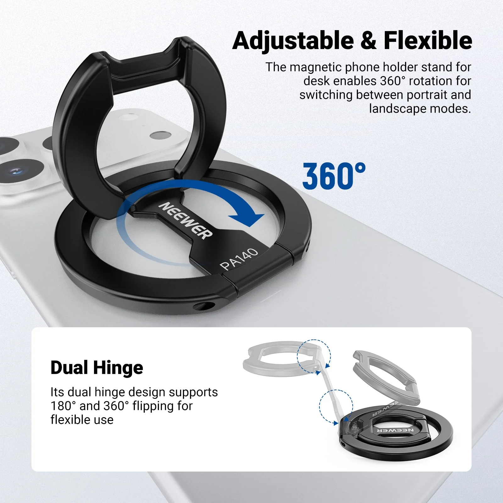 NEEWER PA140 Dual Side Magnetic Phone Ring Holder - Image 4