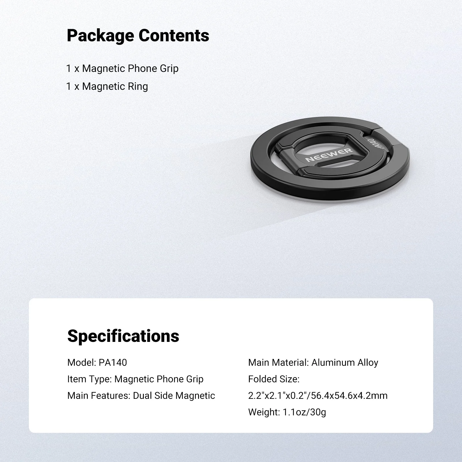 NEEWER PA140 Dual Side Magnetic Phone Ring Holder - Image 8