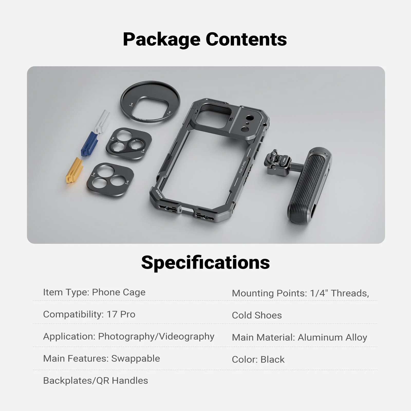 NEEWER PA143/PA144 Phone Cage Handle Kit Compatible with iPhone 17 Pro/Pro Max - Image 10