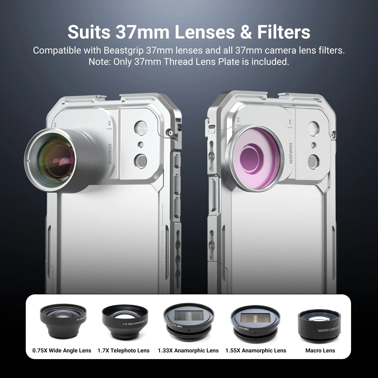NEEWER PA152 37mm Filter Lens Backplate for iPhone 17 Pro/Pro Max Phone Cage - Image 10