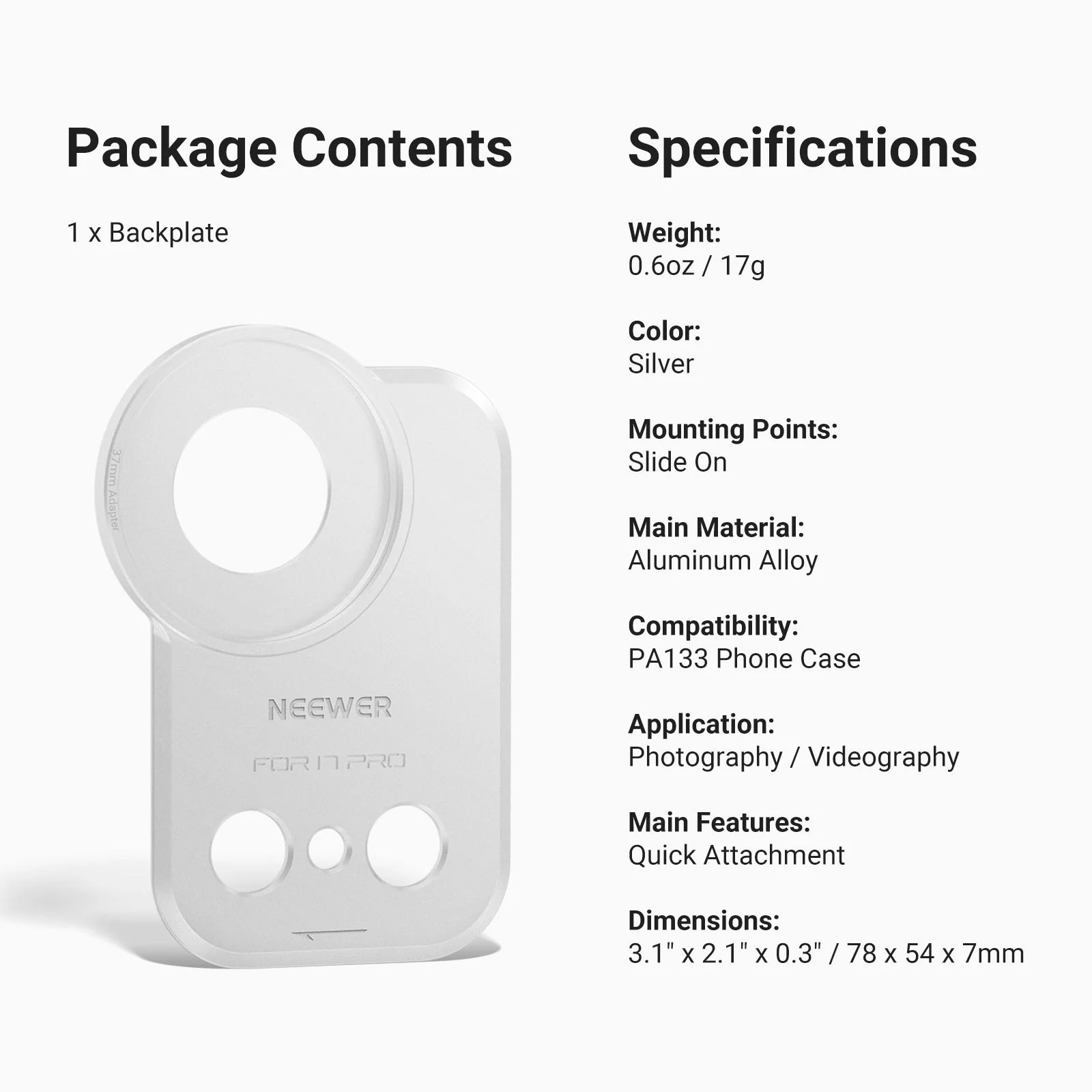 NEEWER PA173 37mm Filter Backplate for PA133/PA134 iPhone 17 Pro/17 Pro Max Case - Image 7