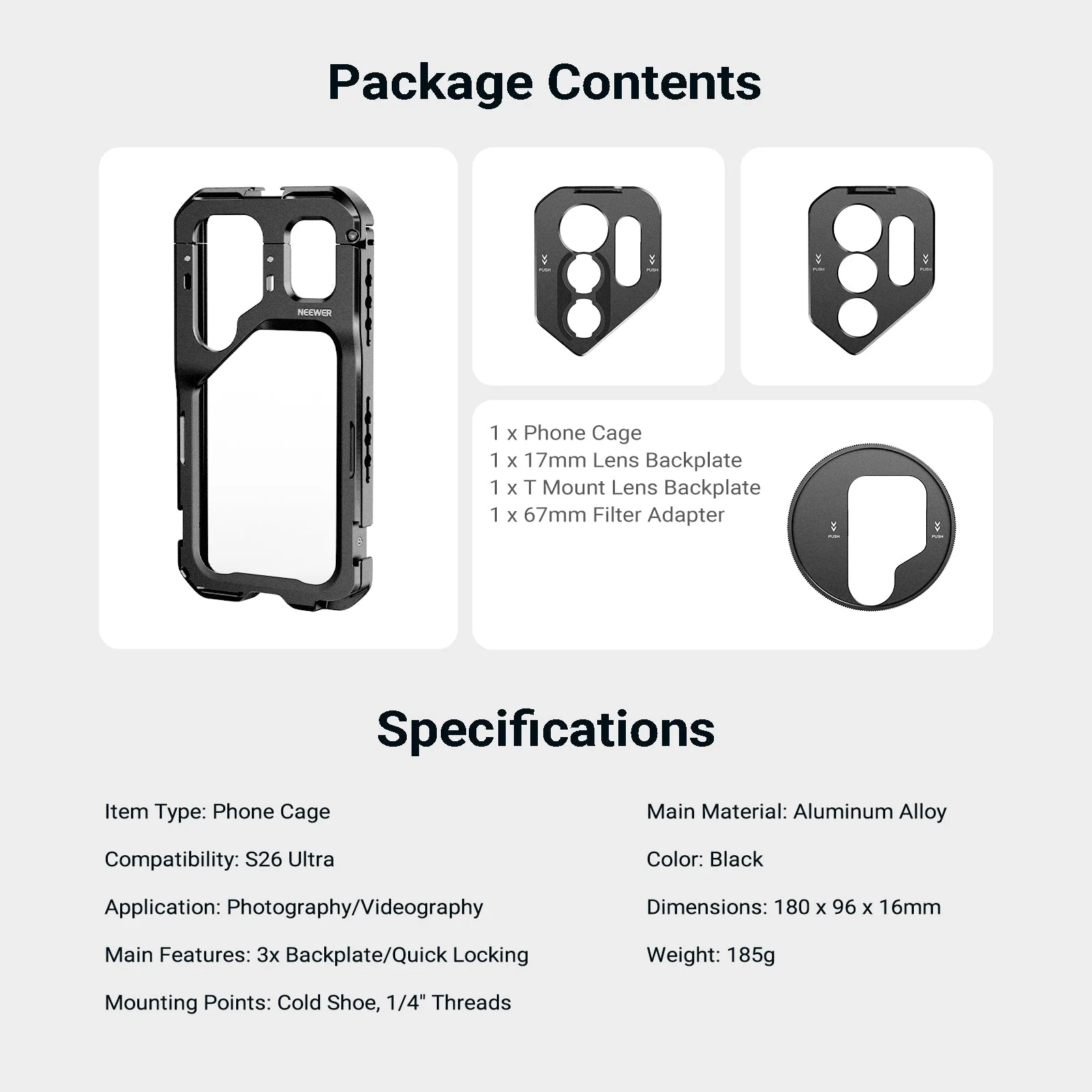 NEEWER PA182 Phone Cage Compatible with Samsung Galaxy S26 Ultra | Pre-Order - Image 8