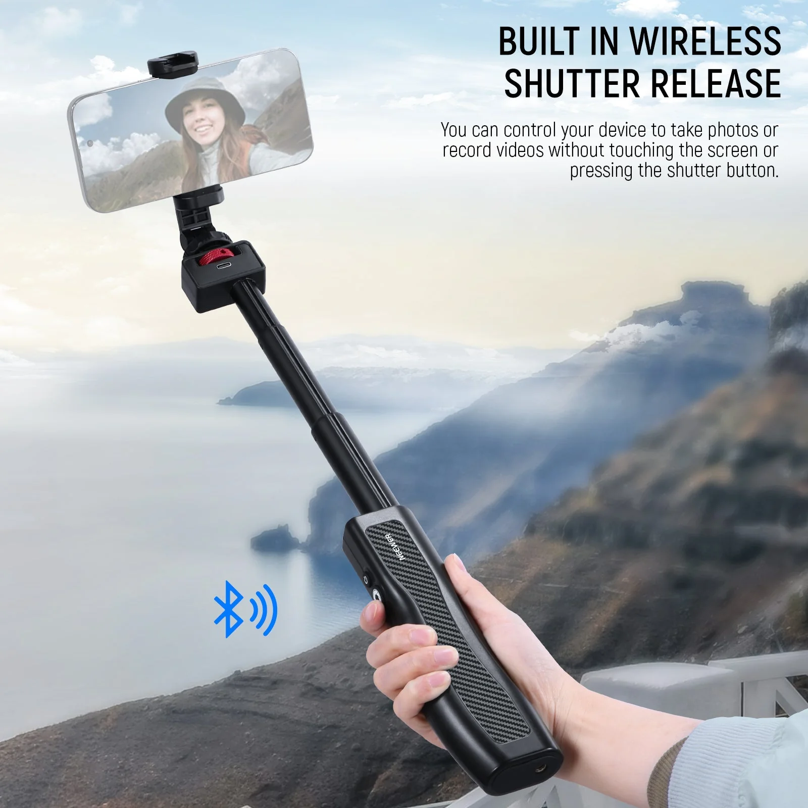 NEEWER PA993 31.5" Rechargeable Selfie Stick with Battery & Remote - Image 6