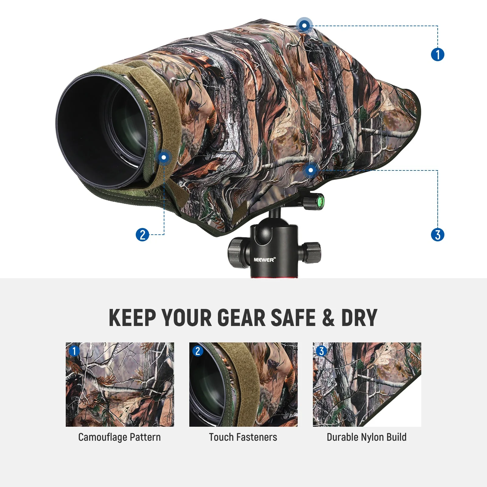 NEEWER PB019 Dual Sided Camouflage Camera Rain Cover - Image 7