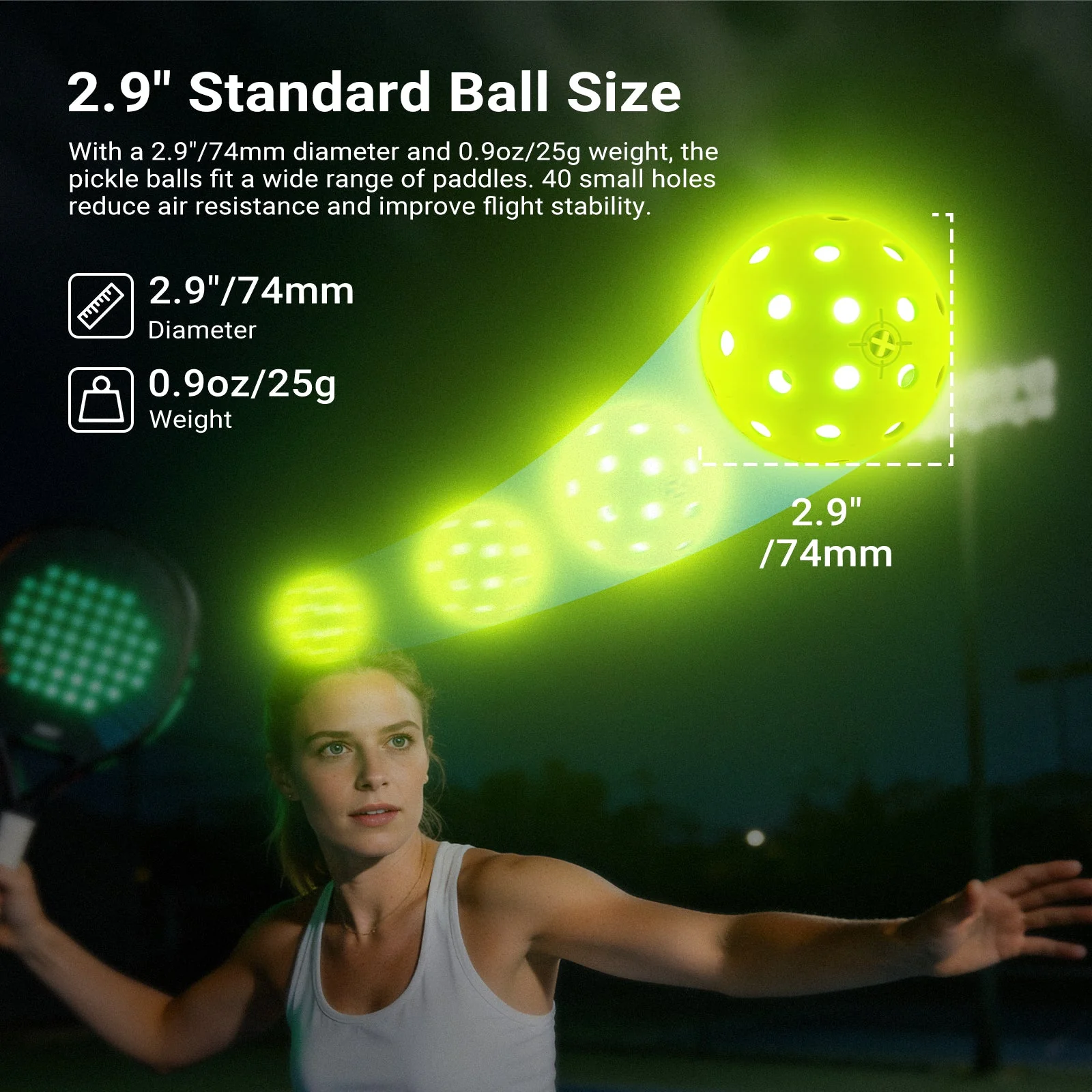 NEEWER PB02 4 Packs LED Pickleball Set - Image 4