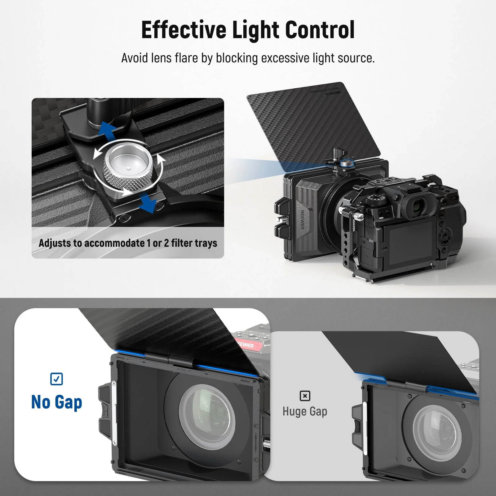 NEEWER PG002 Mini Matte Box with Two 4"x5.65" Filter Trays - Image 3