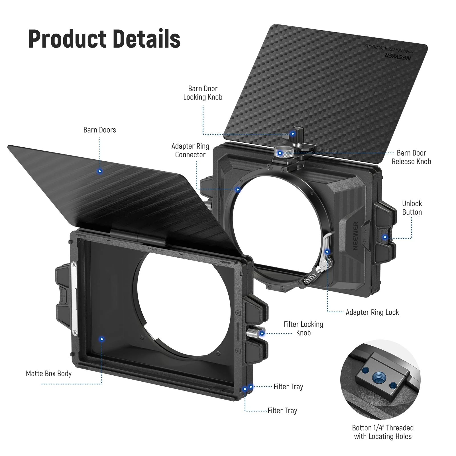 NEEWER PG002 Mini Matte Box with Two 4"x5.65" Filter Trays - Image 5
