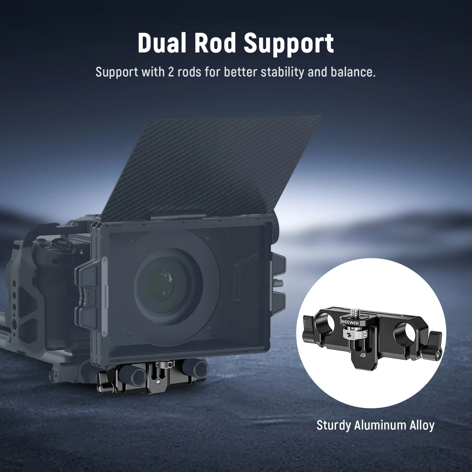NEEWER PG013 Height Adjustable LWS 15mm Rod Clamp Matte Box Support - Image 4