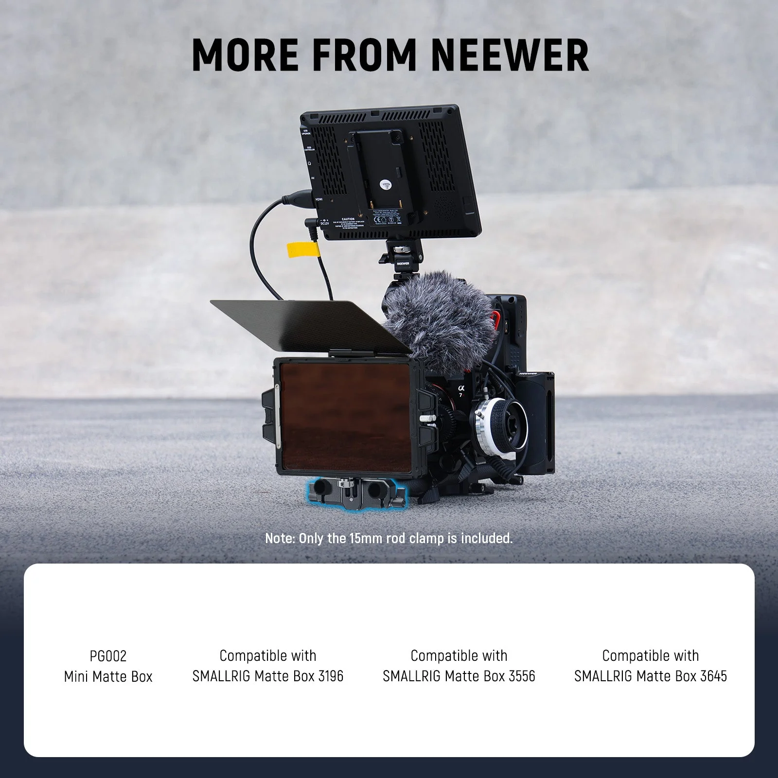 NEEWER PG013 Height Adjustable LWS 15mm Rod Clamp Matte Box Support - Image 5