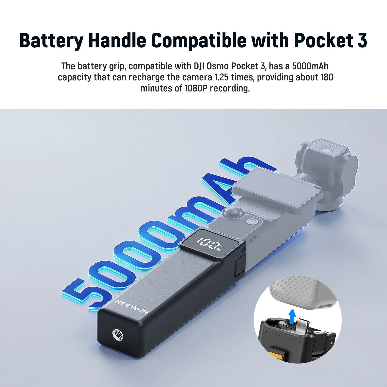 NEEWER PH01 Battery Handle For DJI Osmo Pocket 3 - Image 2