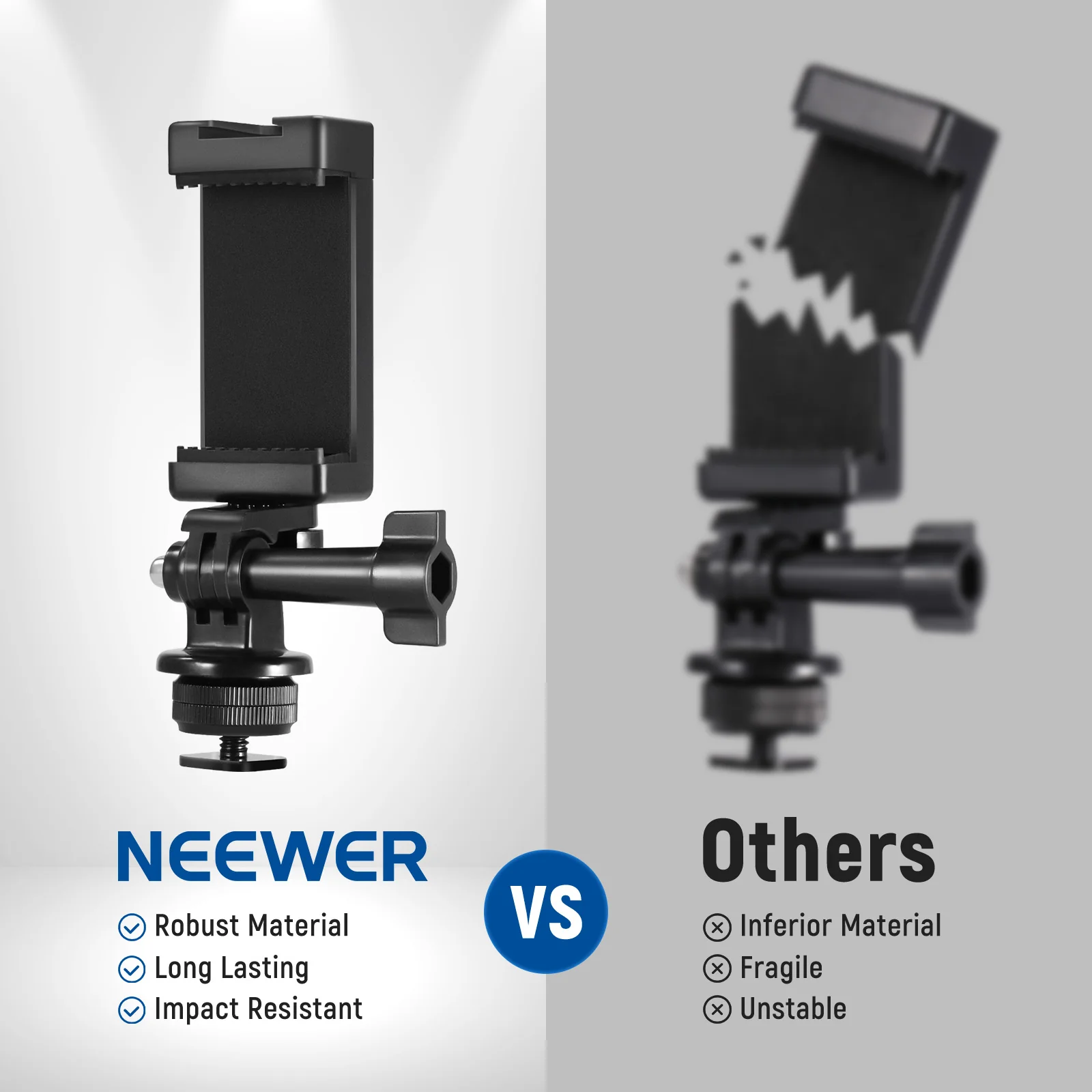 NEEWER 3-in-1 Phone Holder with Cold Shoe & Action Camera Adapter - Image 6