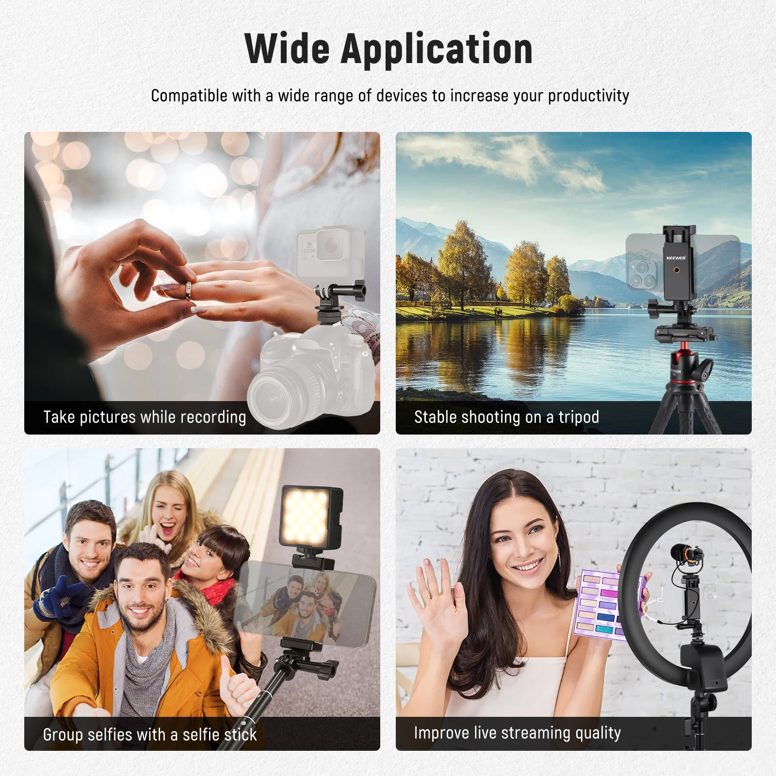 NEEWER 3-in-1 Phone Holder with Cold Shoe & Action Camera Adapter - Image 7
