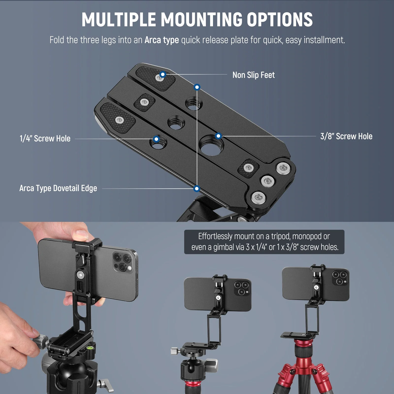 NEEWER SP-04 Phone Tripod Mount with Cold Shoes - Image 3