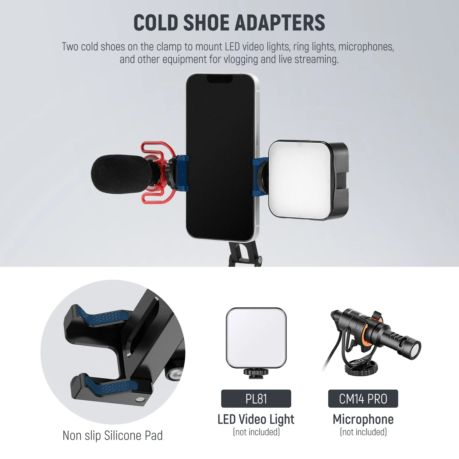 NEEWER SP-04 Phone Tripod Mount with Cold Shoes - Image 6