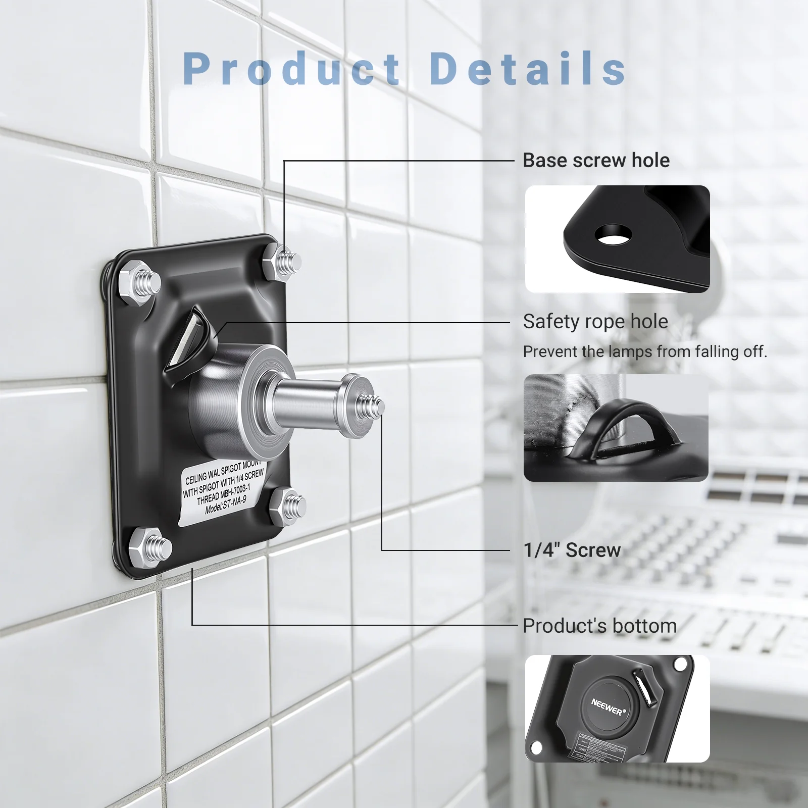 NEEWER Square Ceiling Mount with 1/4" thread - Image 4