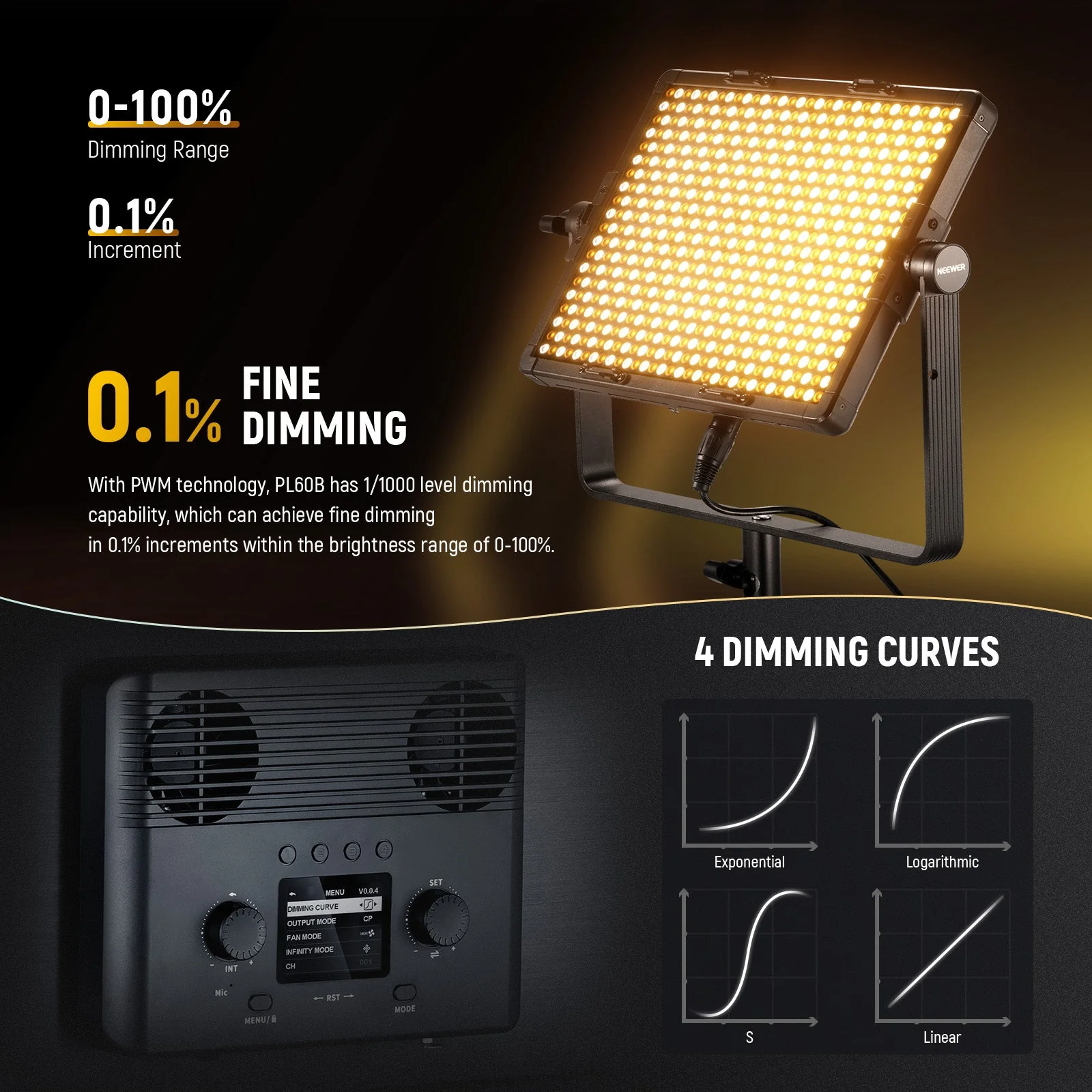 NEEWER PL60B 60W Bi-Color LED Panel Video Light - Image 5