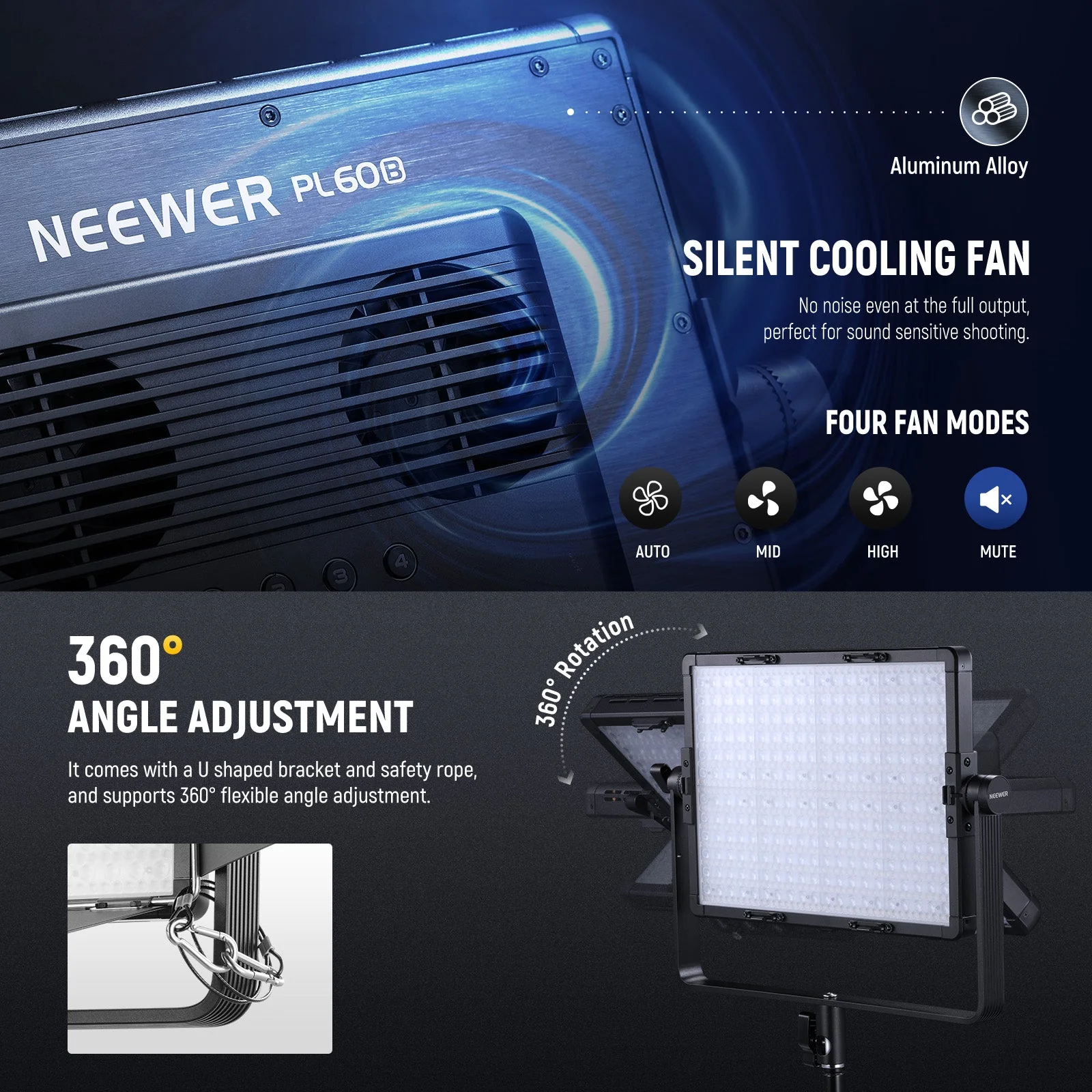 NEEWER PL60B 60W Bi-Color LED Panel Video Light - Image 8