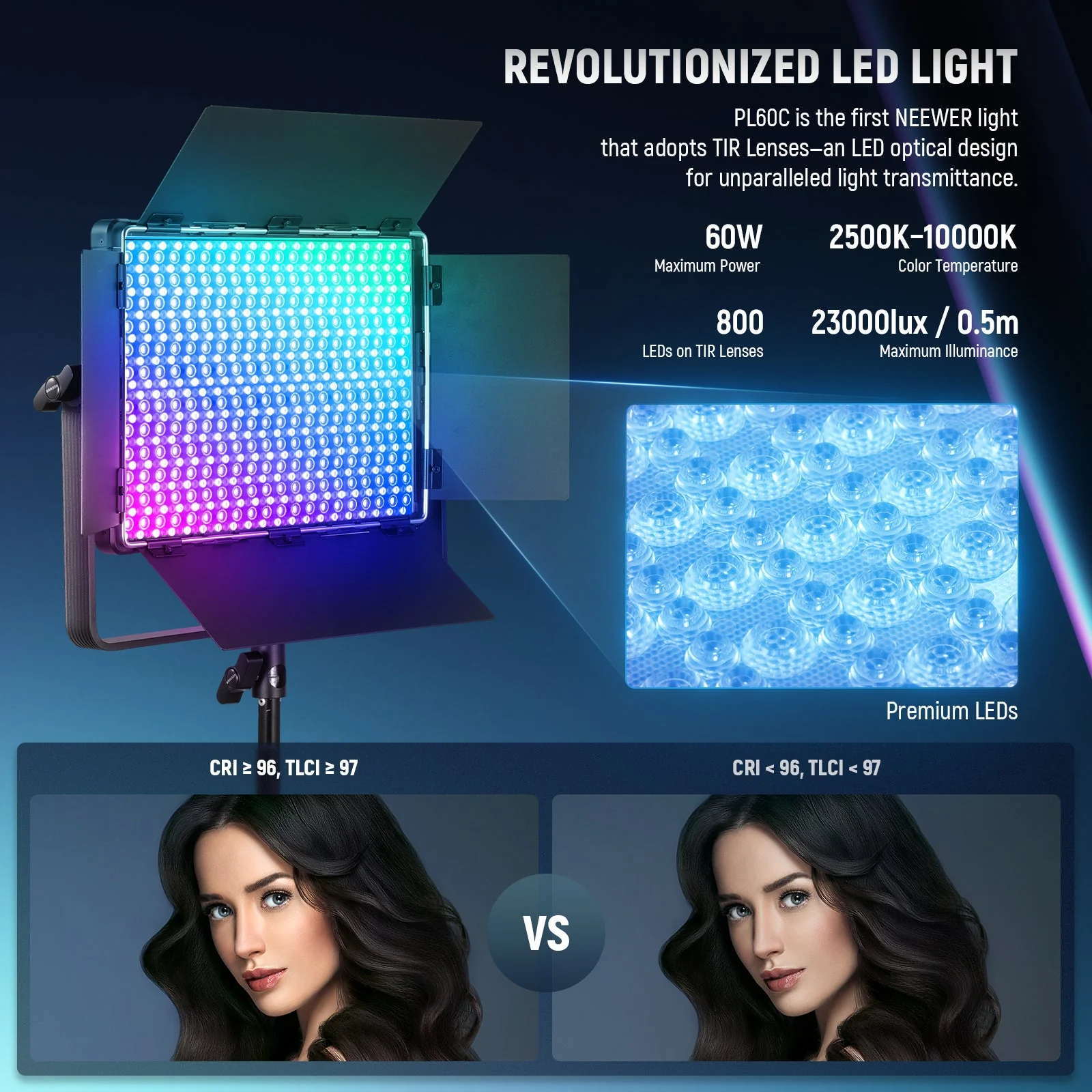 NEEWER PL60C 60W Full RGB DMX Control LED Video Light - Image 2
