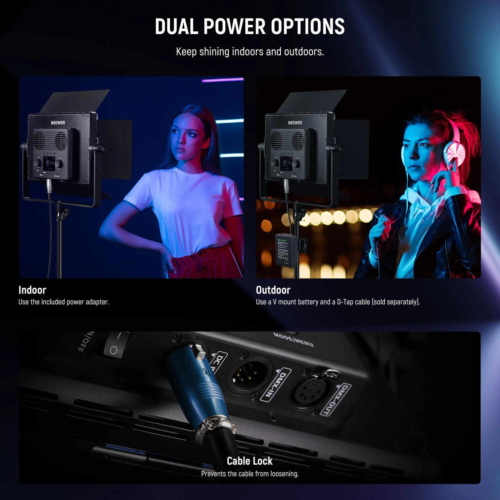 NEEWER PL60C 60W Full RGB DMX Control LED Video Light - Image 7