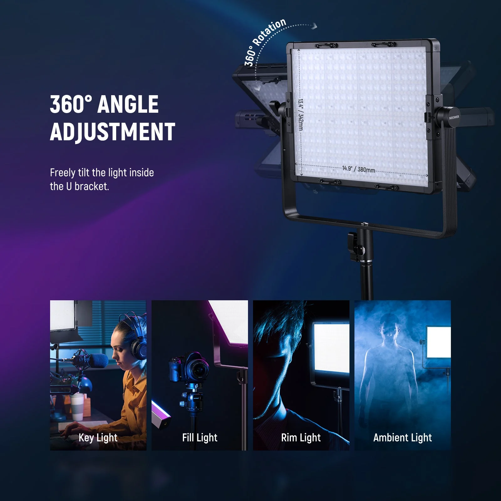 NEEWER PL60C 60W Full RGB DMX Control LED Video Light - Image 8