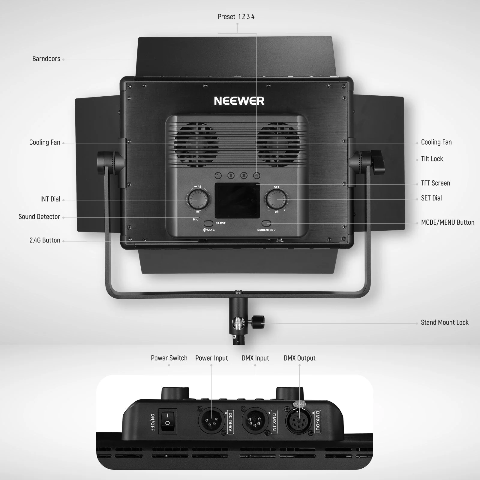 NEEWER PL60C 60W Full RGB DMX Control LED Video Light - Image 9