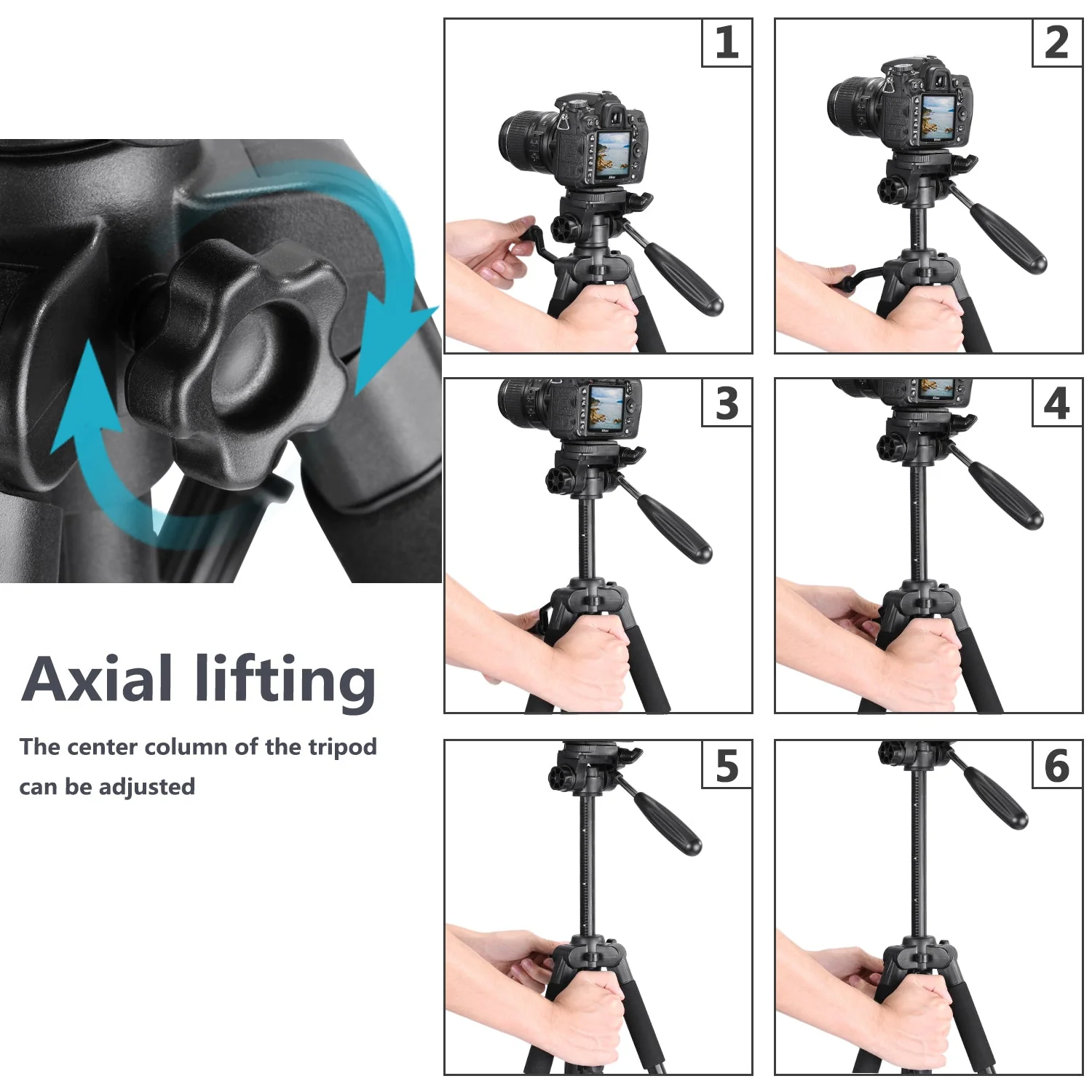 NEEWER SAB234 56'' Aluminum Camera Tripod - Image 6